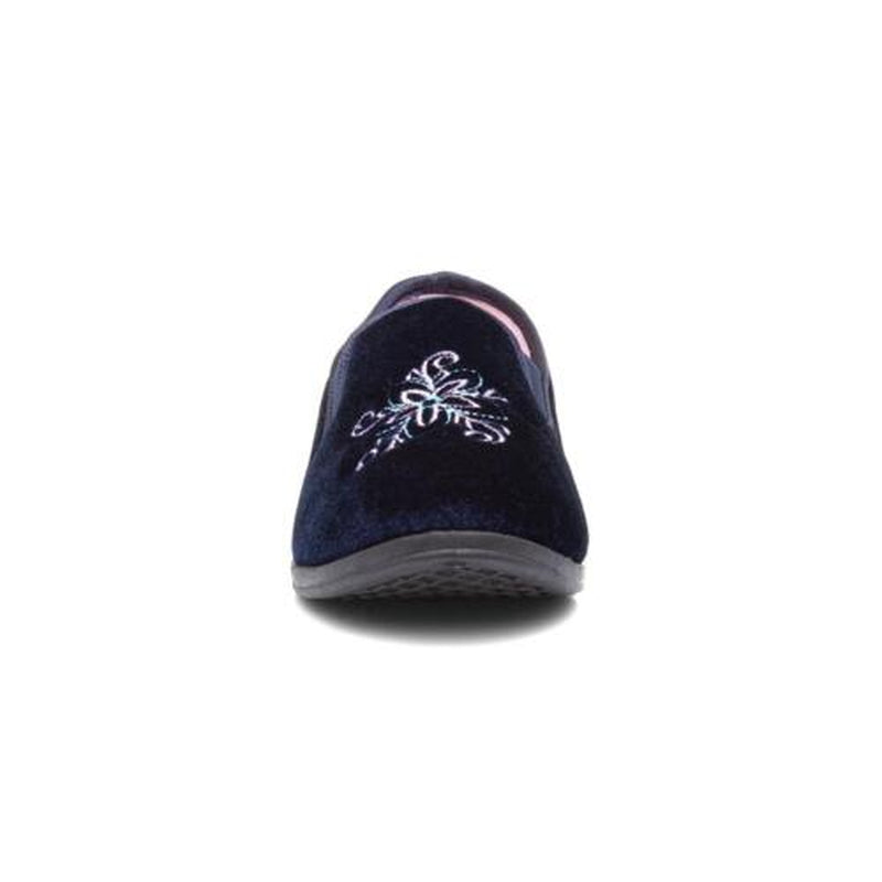The Slipper Company Womens Slippers Navy Slip on Velour Ida Shoezone SIZE
