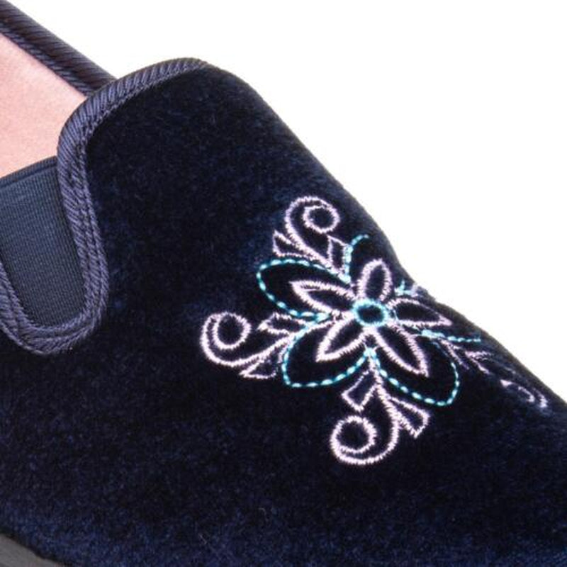 The Slipper Company Womens Slippers Navy Slip on Velour Ida Shoezone SIZE