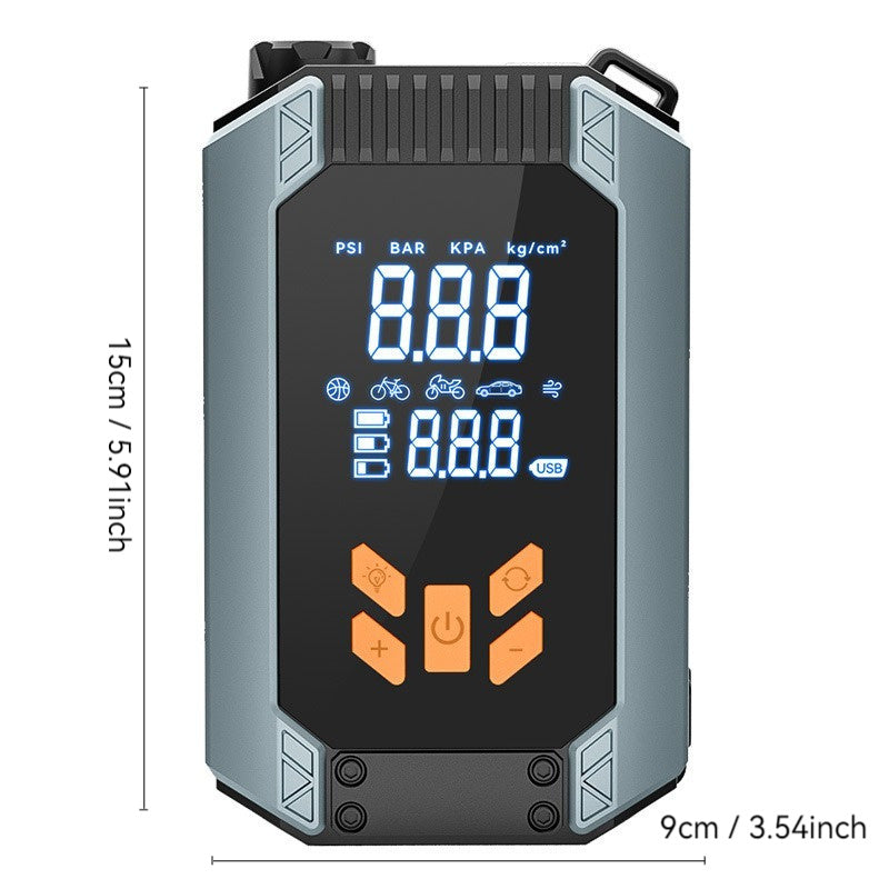 Portable Wireless Air Compressor USB Rechargeable Pump with LED & Gauge