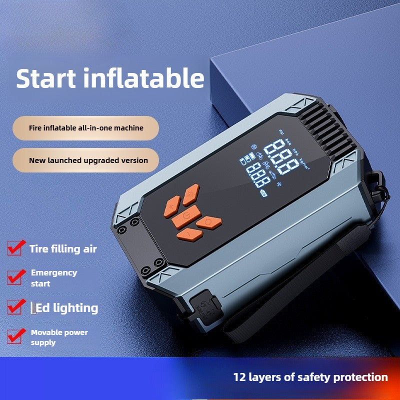 Portable Wireless Air Compressor USB Rechargeable Pump with LED & Gauge
