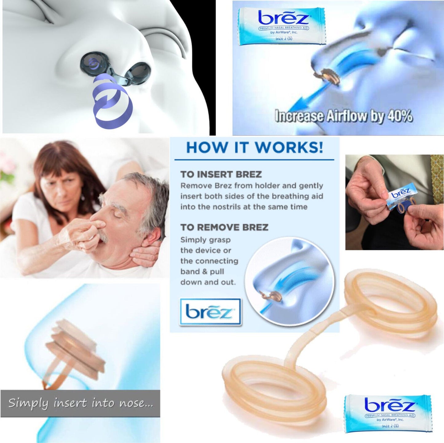 7X anti Snoring Aids Breathe Sleep Brez Nasal Dilators Stop No Strip Nose Vent
