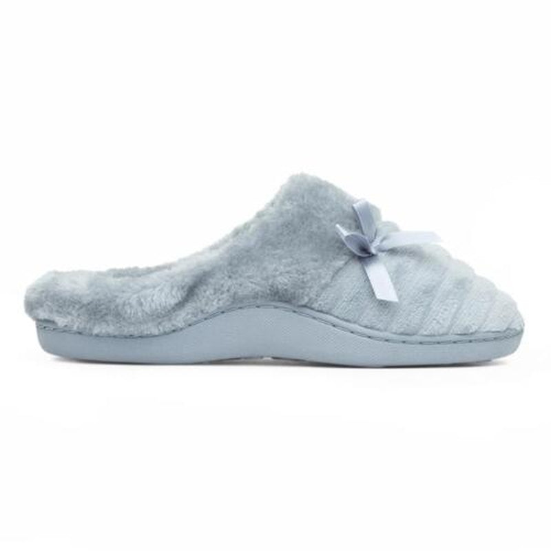 The Slipper Company Womens Slippers Blue Adults Ladies Mule Faux Fur Cleora SIZE