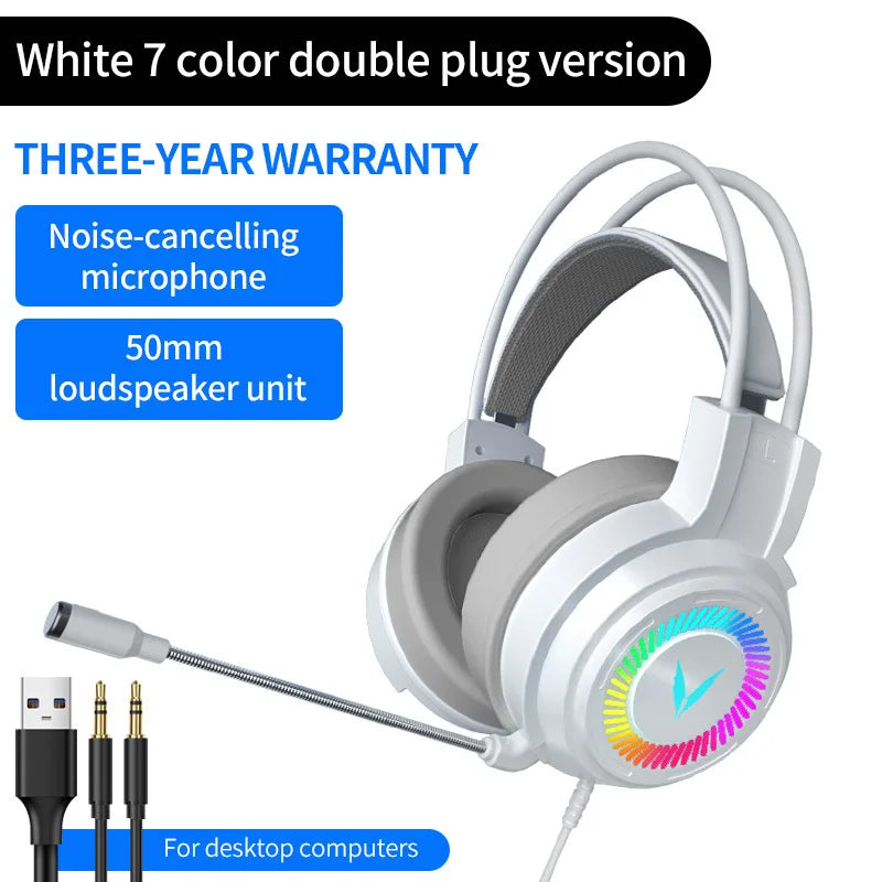 7.1 Stereo Gaming Headset with Mic LED Light Virtual Surround for PC Gamer