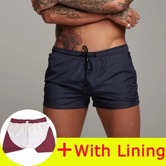 Mens Swimwear Sexy Swim Briefs, Beach Board Shorts, Sporty Surf Trunks