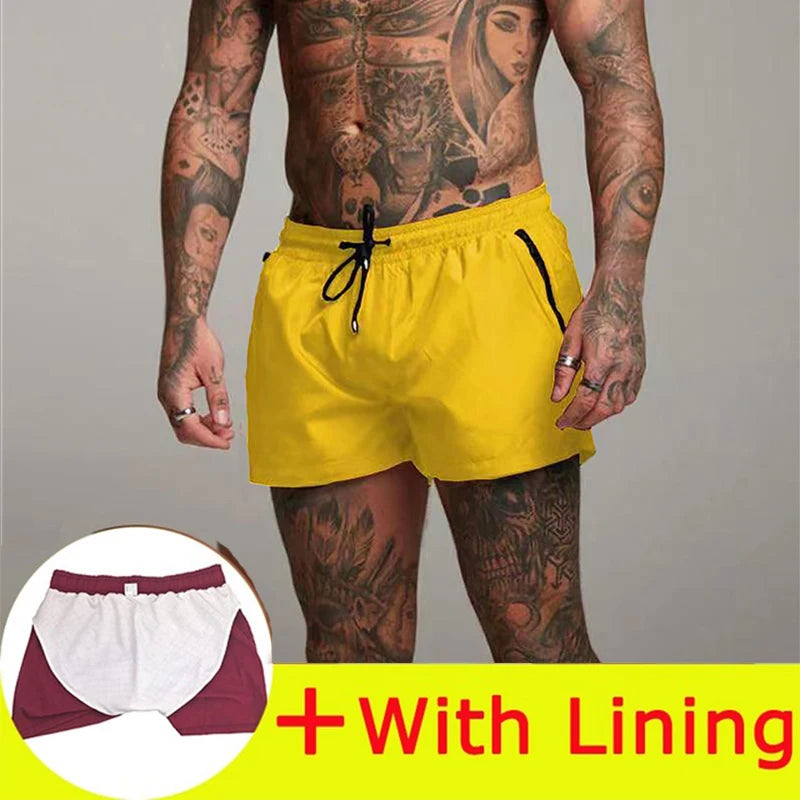 Mens Swimwear Sexy Swim Briefs, Beach Board Shorts, Sporty Surf Trunks