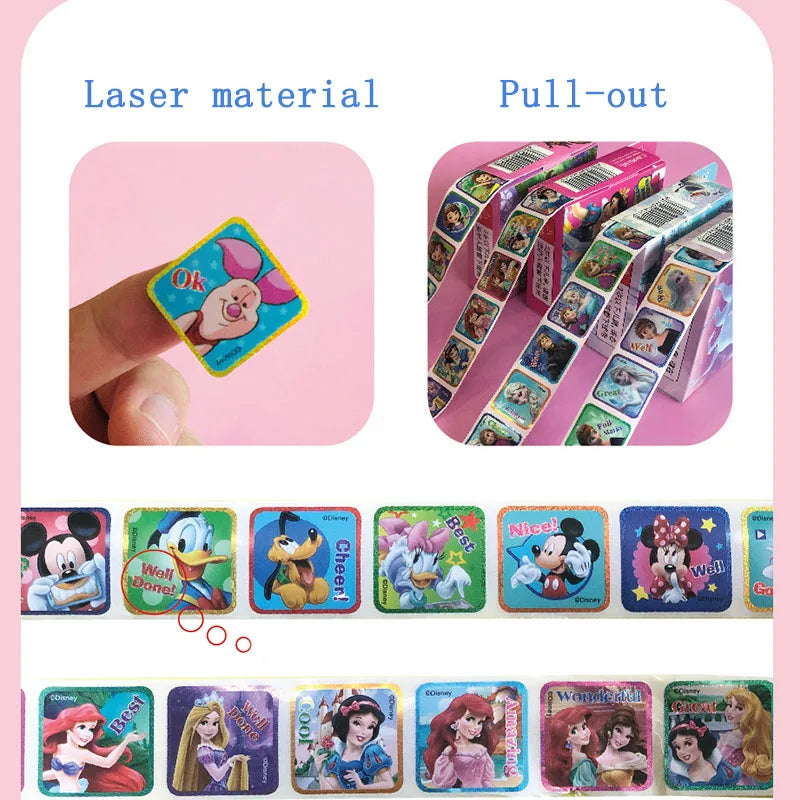 200PCS Disney Stickers Cartoon Frozen Mickey Princess Kids Teacher Reward