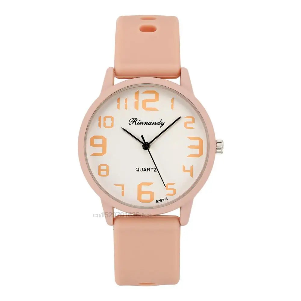 Women's Silicone Quartz Watch Set – Big Dial Casual Wristwatch Gift