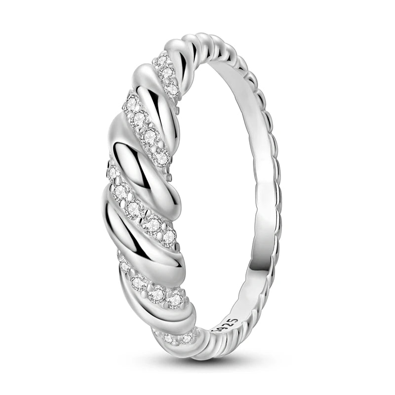 Silver Colour Star Zircon Ring for Women Wedding Engagement Gif