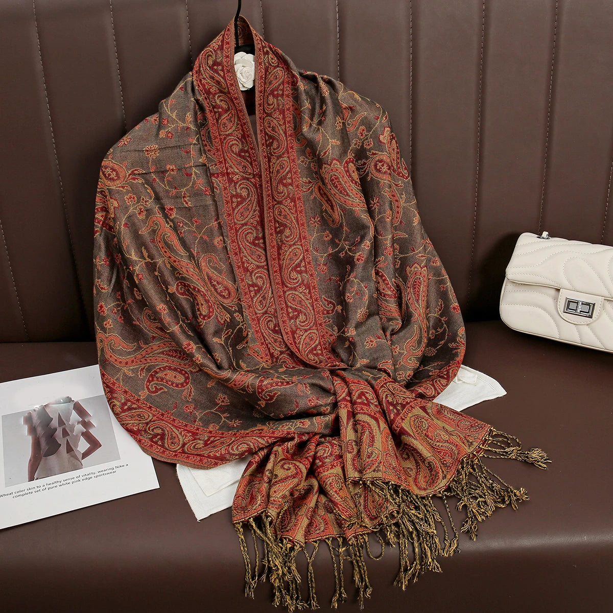 Women's Cashmere Pashmina Shawl Warm Winter Scarf Wrap with Elegant Print