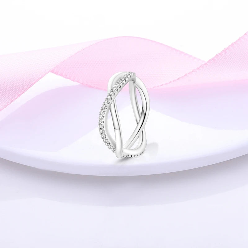 Silver Colour Star Zircon Ring for Women Wedding Engagement Gif