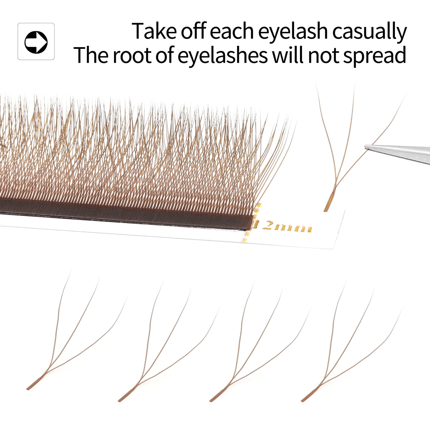 Brown 3D W-Shaped Eyelashes Extensions 3 Tips C/D Curl High Quality Individual Premade Volume Fans False Lashes Shop