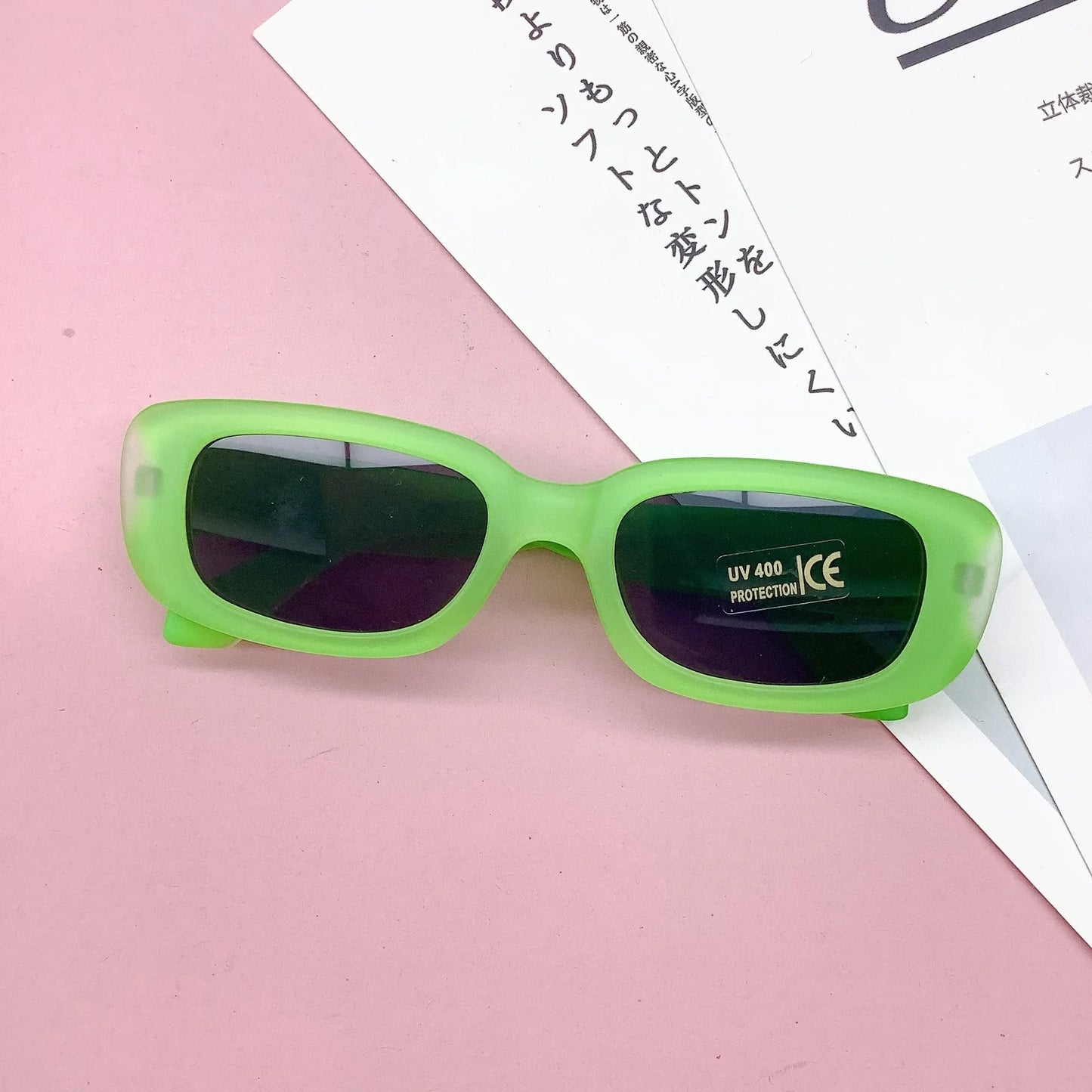 Kids Vintage Frosted Rectangle Sunglasses –UV400 Shades for Boys & Girls