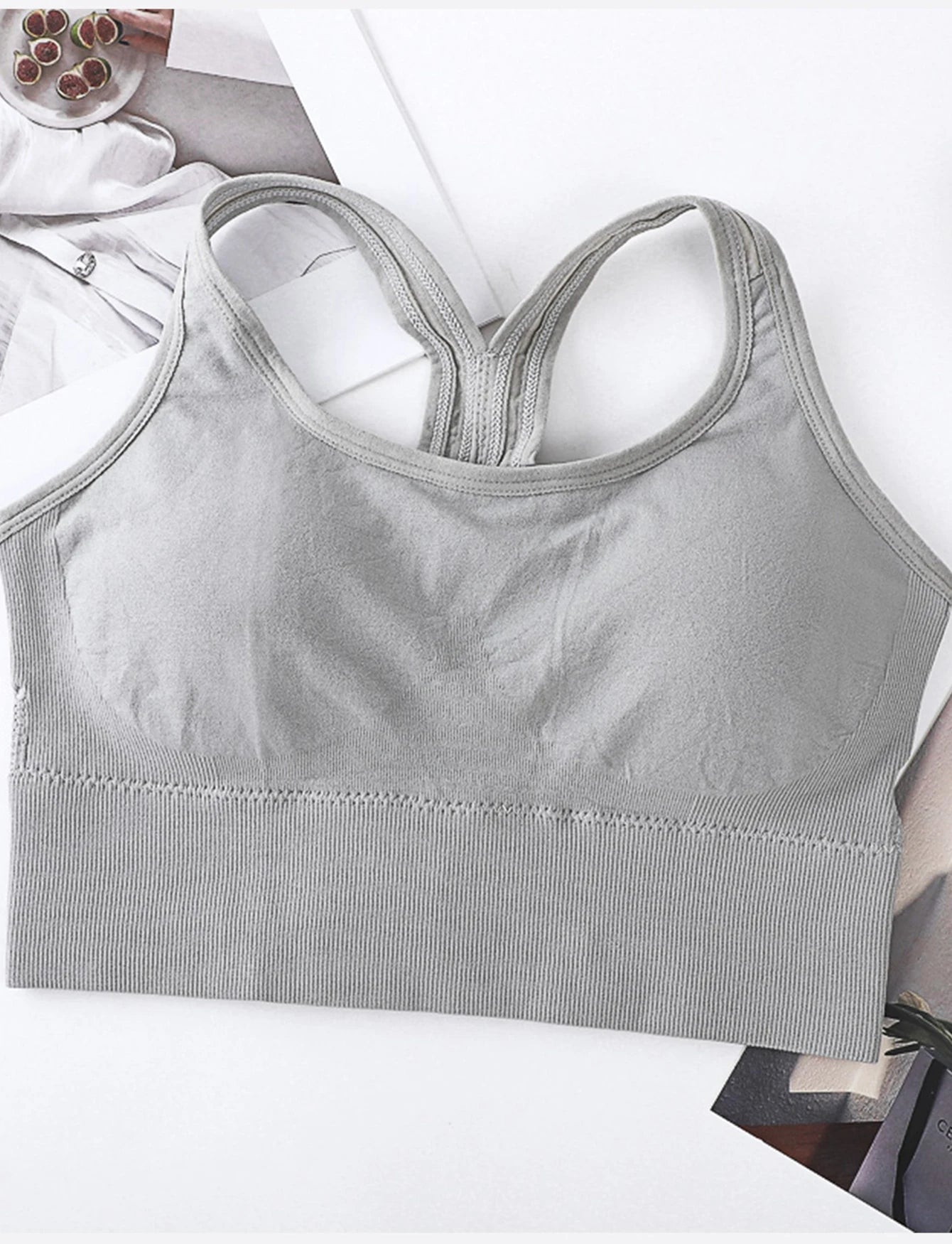 Women's Seamless Sports Bra – Racerback Yoga Gym Top Fast Dry Workout Vest