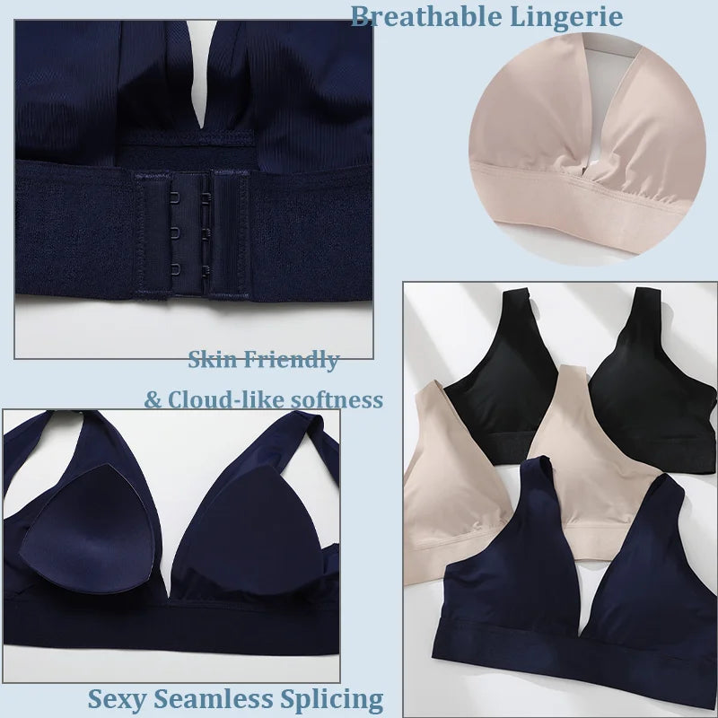 Women's Seamless Push Up Bra Padded Wireless One-Piece Comfort Bralette