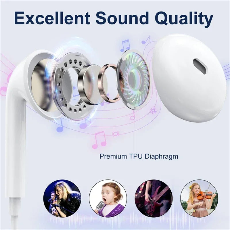 Original Type-C Wired Earphones For Xiaomi Mi 14 13 12 Pro Ultra, Redmi, Poco, Huawei, Samsung