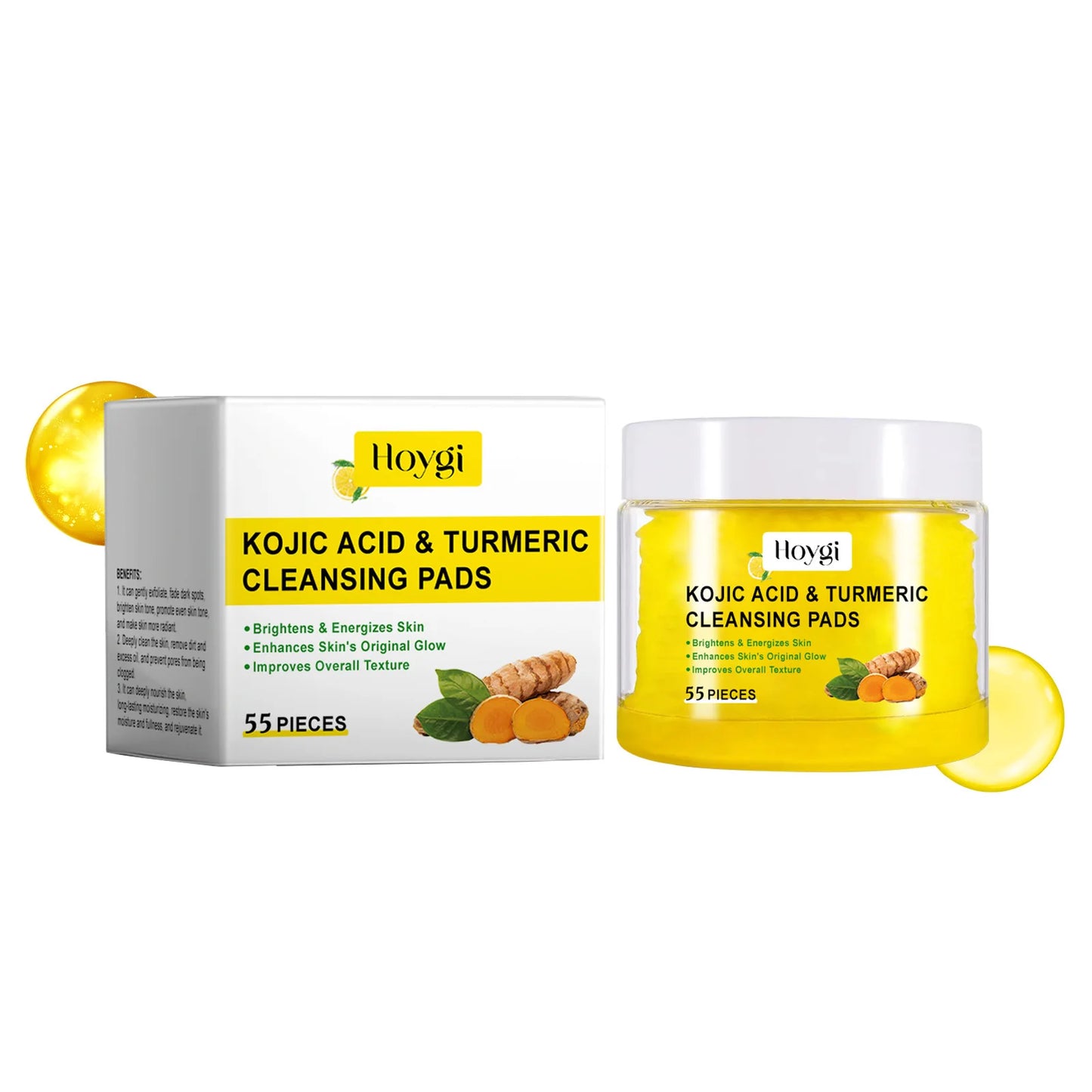 Turmeric Cleansing Pads Exfoliating Face Wipes for Smooth & Clear Skin