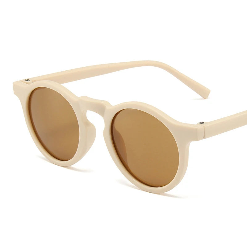 Kids Vintage Round UV400 Sunglasses Frosted Acrylic Fashion Shades