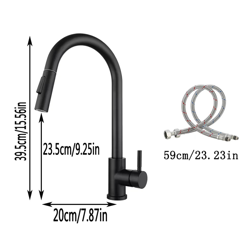 Stainless Steel Pull-Out Kitchen Hot & Cold Single Hole Sink Tap