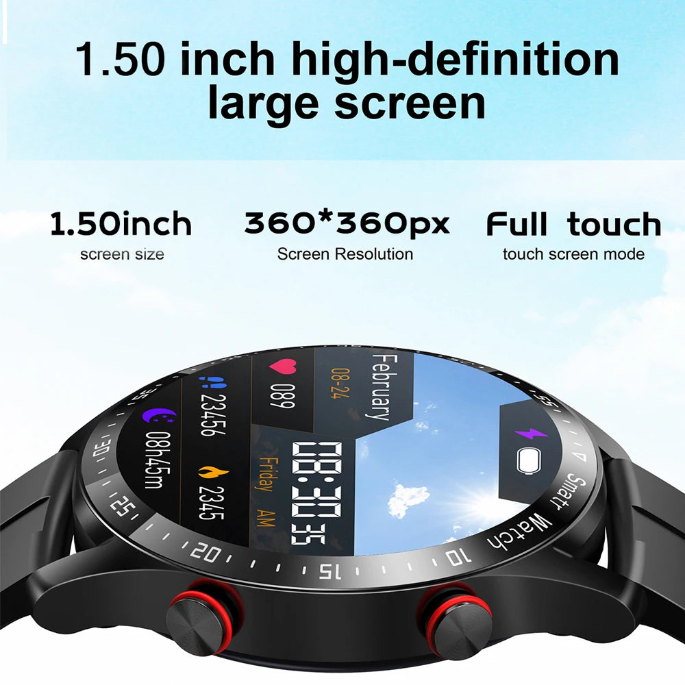 Men's Smart Watch 1.5 Inch Full Touch Screen, Bluetooth Call, Fitness & Sports Smartwatch for Android & iOS