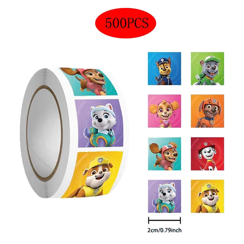 500PCS Cartoon Paw Patrol Stickers Kids Reward Envelope Sealing DIY Decor