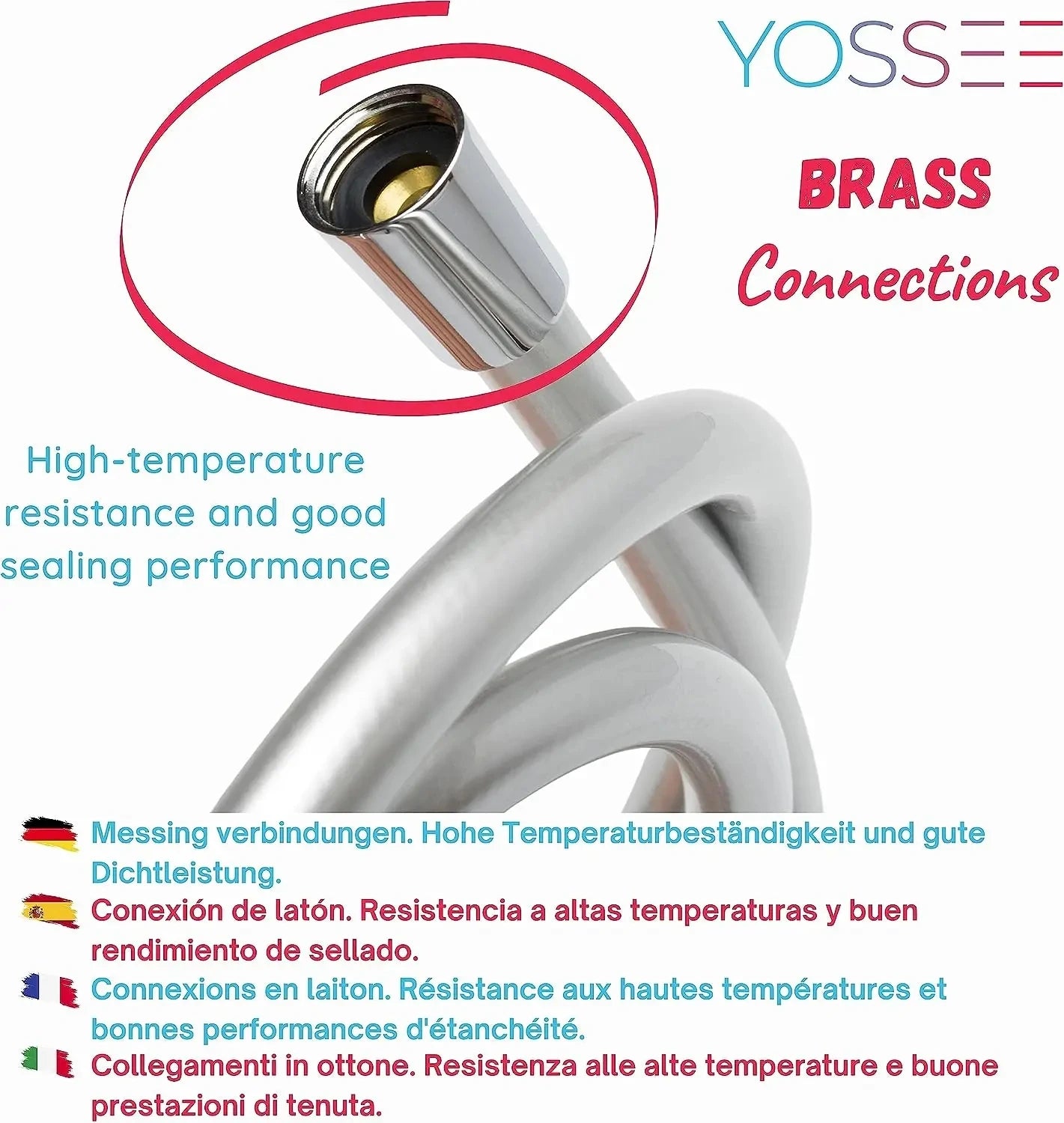 High-Pressure PVC Shower Hose – Silver/Black Flexible Anti-Winding 1/2'' Fit