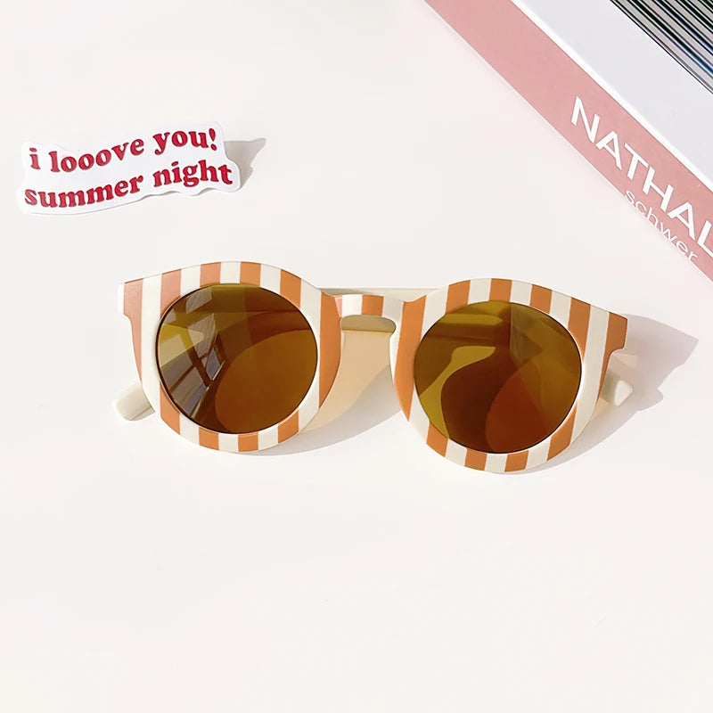 Kids Vintage Round UV400 Sunglasses Frosted Acrylic Fashion Shades