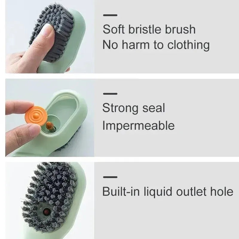 Long Handle Shoe Cleaning Brush – Soft Bristles with Soap Dispenser & Hook