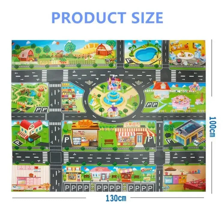 Baby Play Mat Traffic Road Map City Carpet Kids Car Parking Lot Game Rug