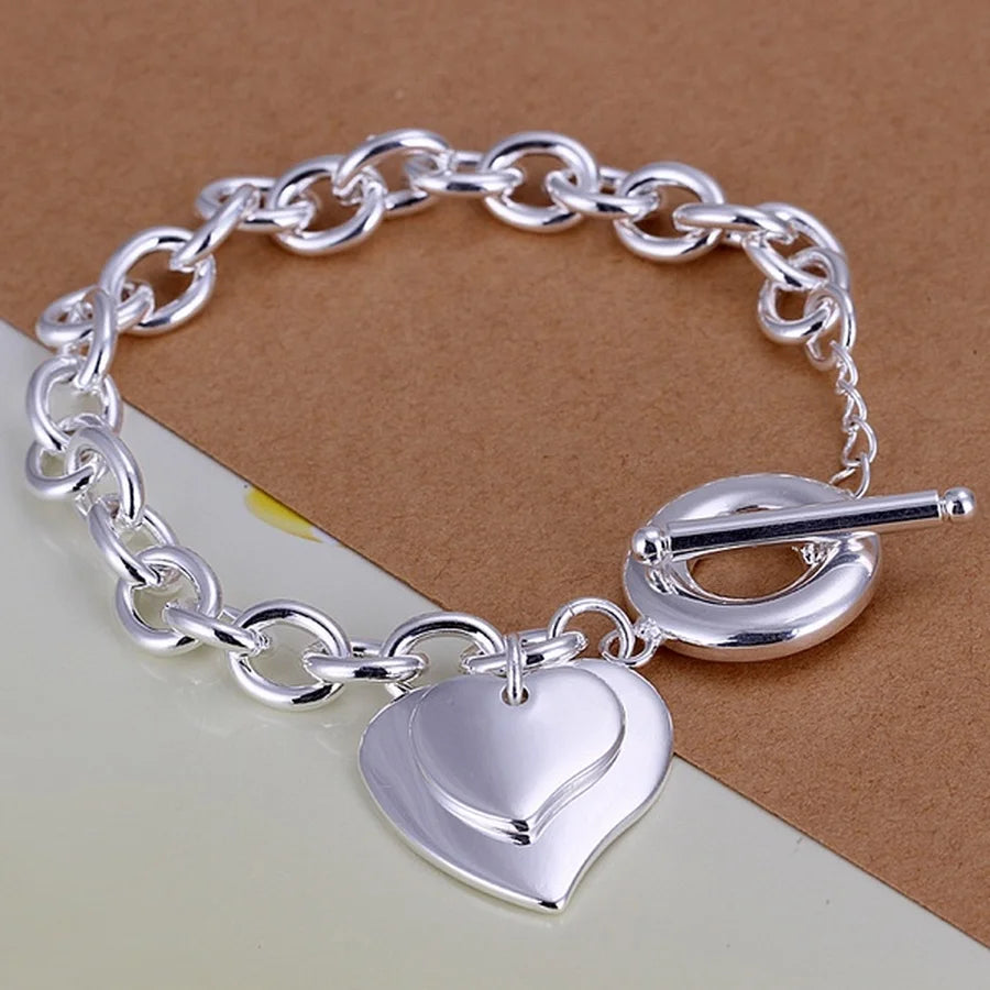 Sterling Silver Square Chain Bracelet for Women & Men Wedding Gift