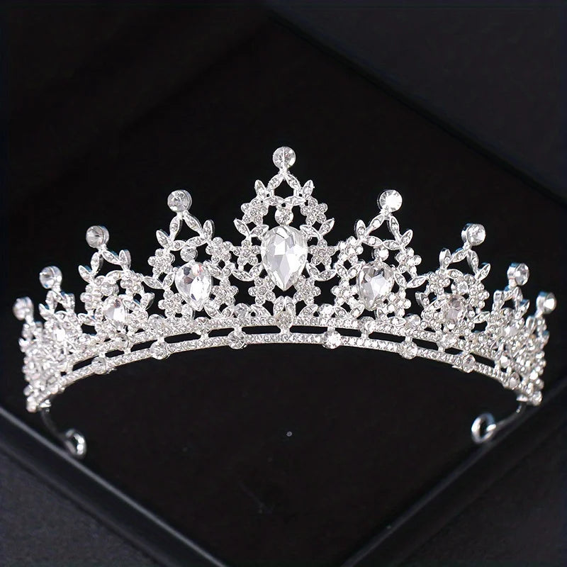 Crystal Bridal Tiara Silver Wedding Crown Diadem Headpiece Hair Jewelry