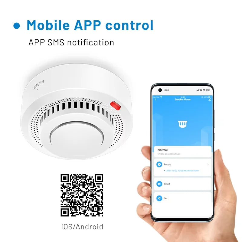 WiFi Smart Smoke Detector 85dB Fire Alarm Sensor with APP Control