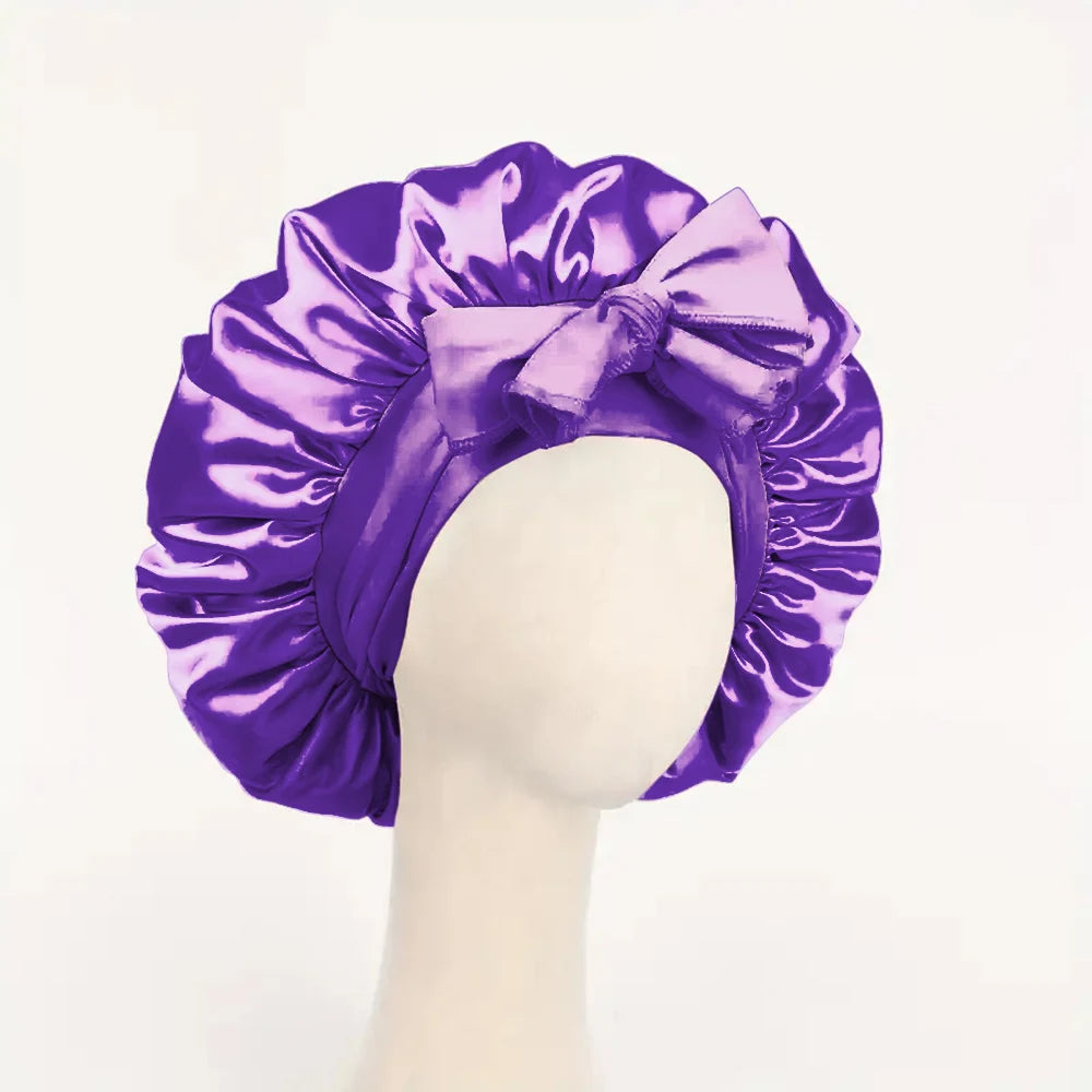 Adjustable Satin Silk Bonnet with Tie Band for Sleeping Hair Protection