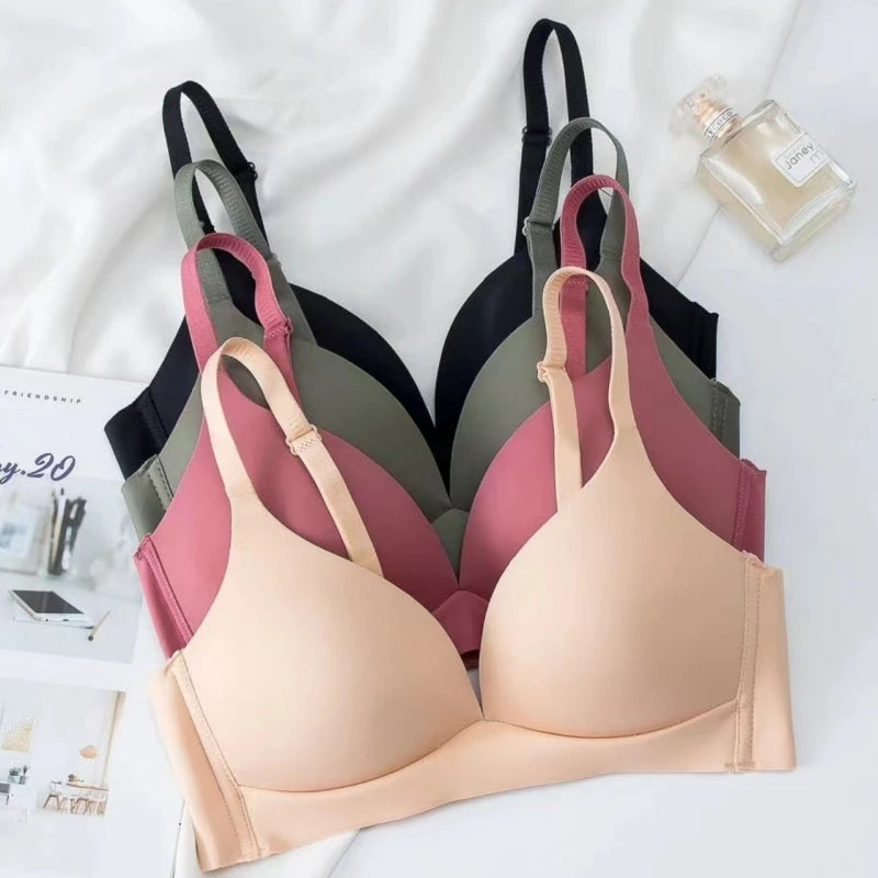 Women's Japanese Seamless Bra Wireless 3/4 Cup Glossy Comfort Bralette