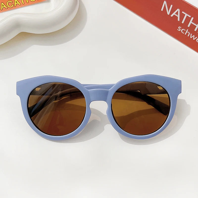 Kids Vintage Round UV400 Sunglasses Frosted Acrylic Fashion Shades