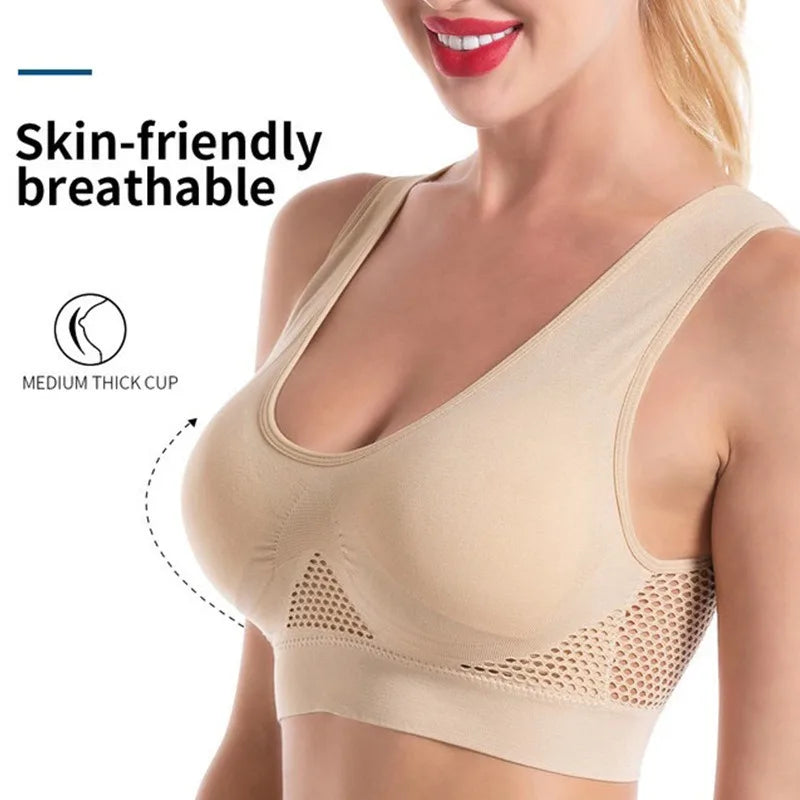 Women's Breathable Sports Bra Top Shockproof Padded Gym & Yoga Vest