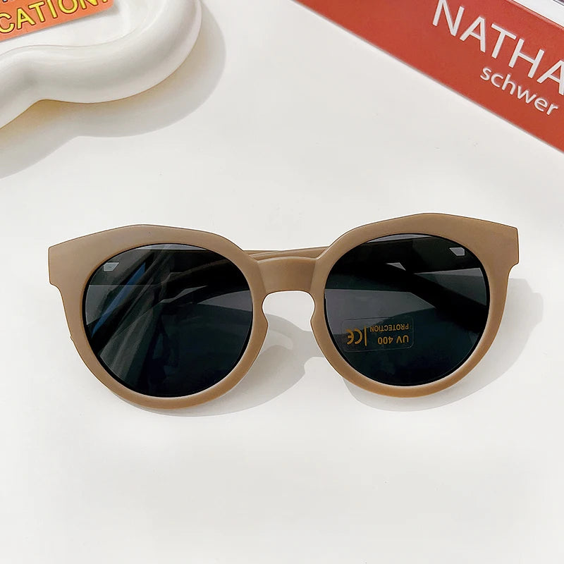 Kids Vintage Round UV400 Sunglasses Frosted Acrylic Fashion Shades