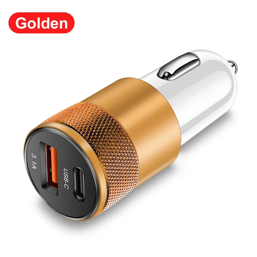 3.1A USB Car Charger Type-C Fast Charging Adapter for Phone Cigarette Port