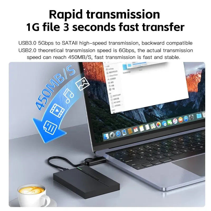 2.5'' USB 3.0 External Hard Drive Enclosure for SATA SSD HDD Up to 6TB