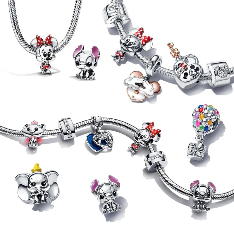 Disney Stitch Minnie Winnie Charm Dangle Beads Fit Pandora Bracelet
