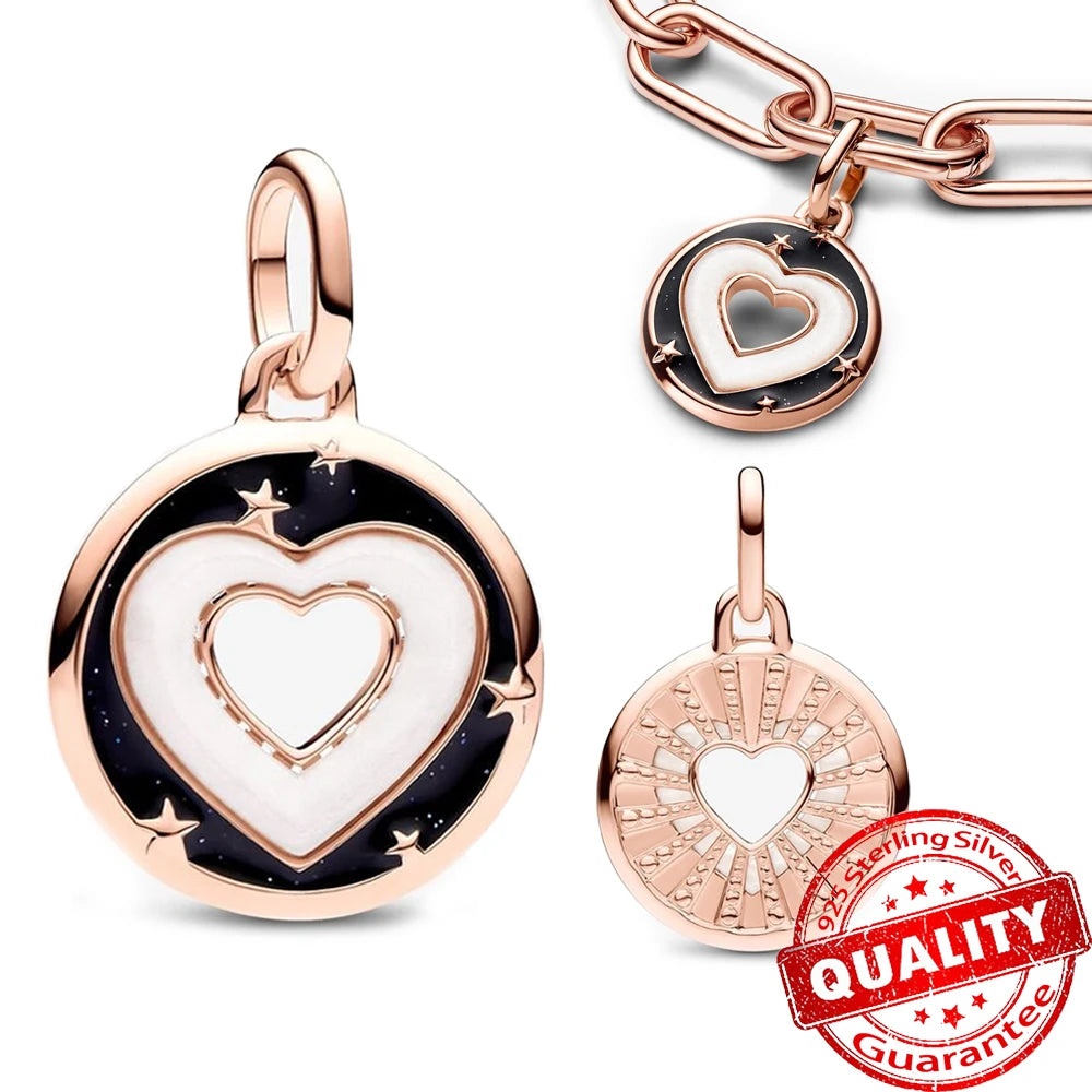 Rose Gold Triple-Row Cherry Blossom Dangle Charm for Silver Bracelet