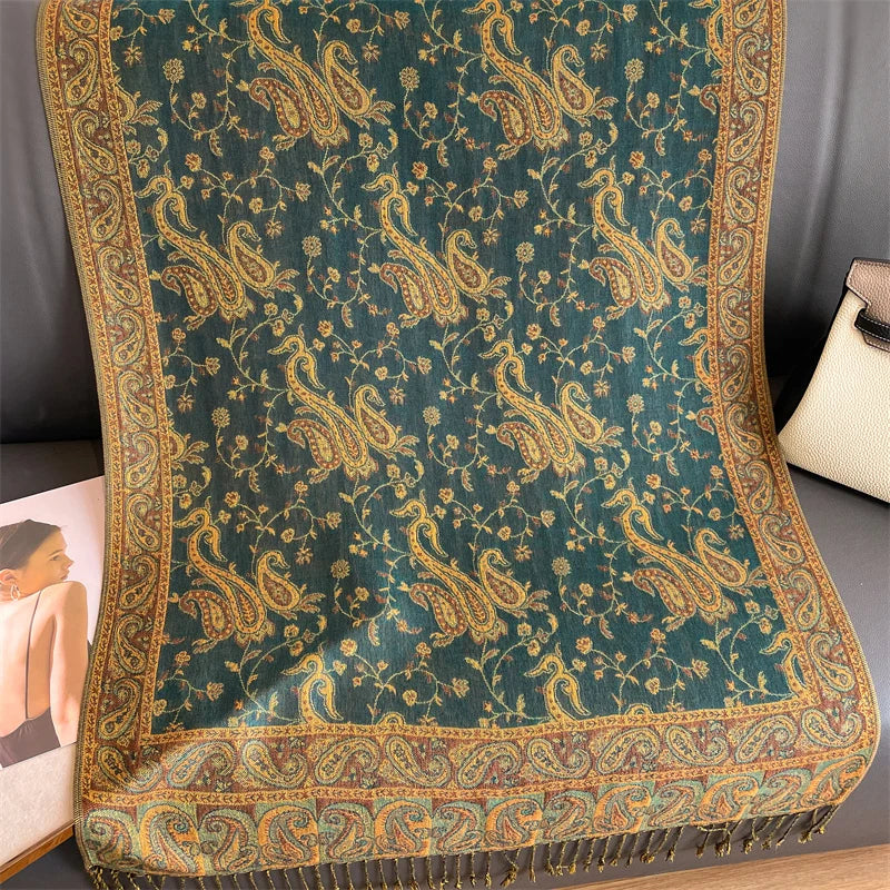 Women's Cashmere Pashmina Shawl Warm Winter Scarf Wrap with Elegant Print