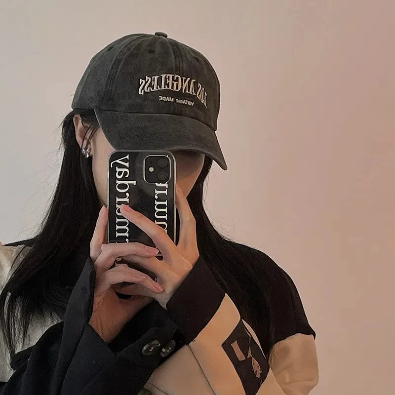 Unisex Cotton Baseball Cap – Embroidered Retro Adjustable Snapback Hat