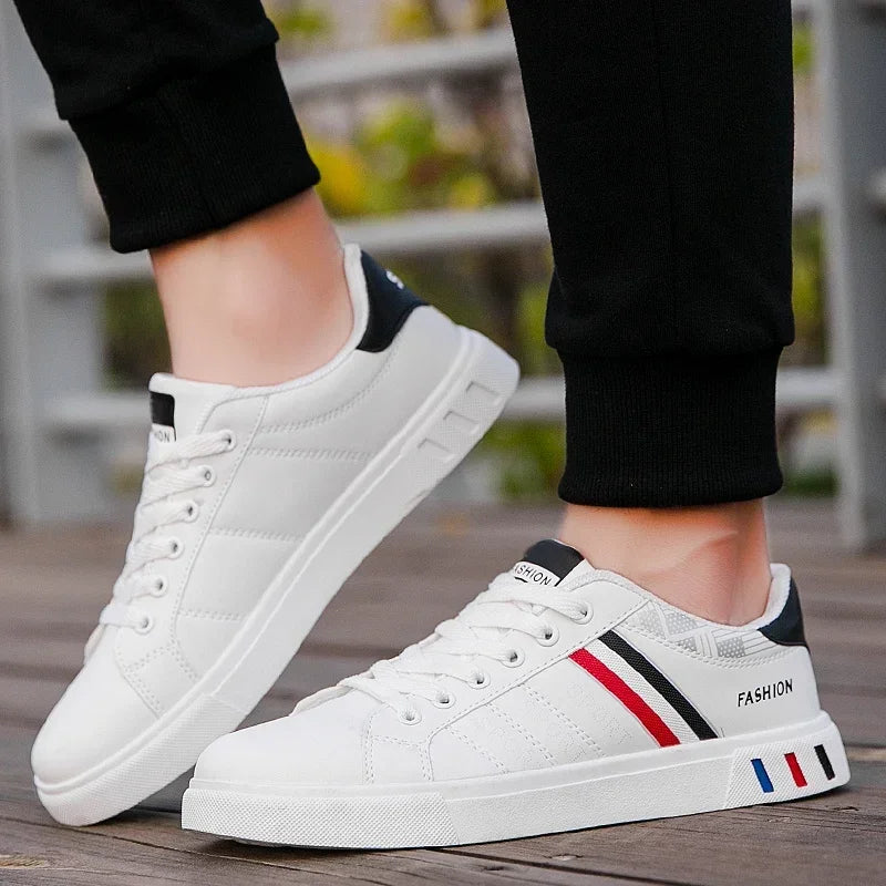 Unisex Casual White Sneakers Fashion Lace-Up Vulcanized Shoes Plus Size