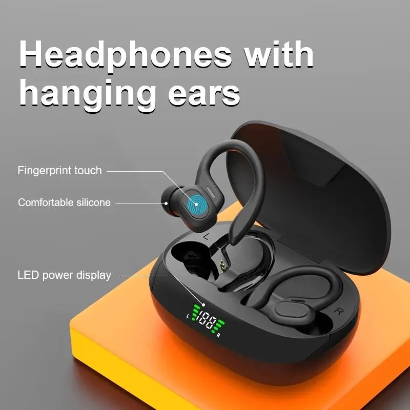 True Wireless Earbuds Ear Hook Sport HiFi Stereo Waterproof Headset w/Mic