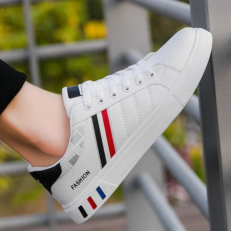 Unisex Casual White Sneakers Fashion Lace-Up Vulcanized Shoes Plus Size