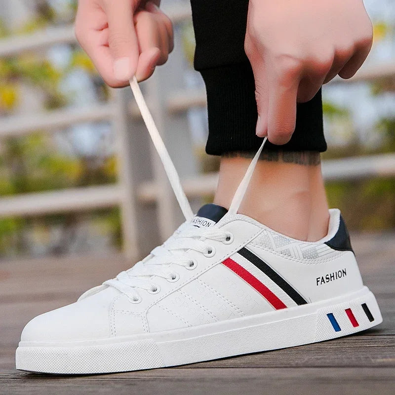 Unisex Casual White Sneakers Fashion Lace-Up Vulcanized Shoes Plus Size