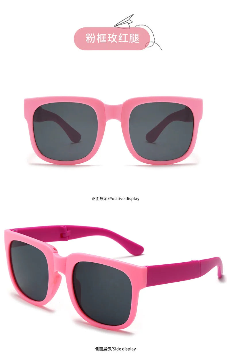 Kids Colorful Foldable Sunglasses UV400 Square Shades for Boys & Girls