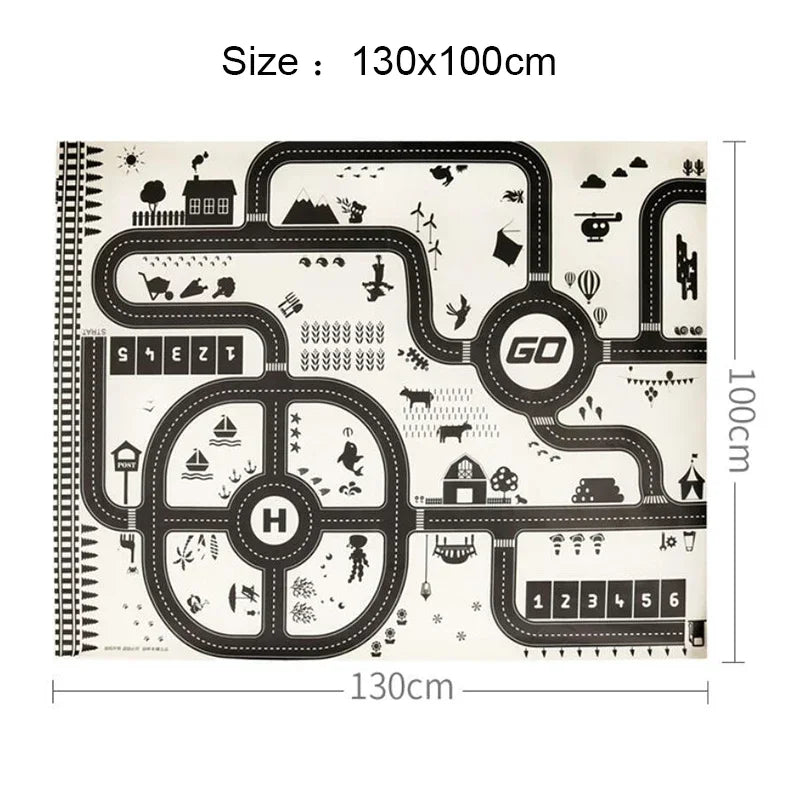Baby Play Mat Traffic Road Map City Carpet Kids Car Parking Lot Game Rug