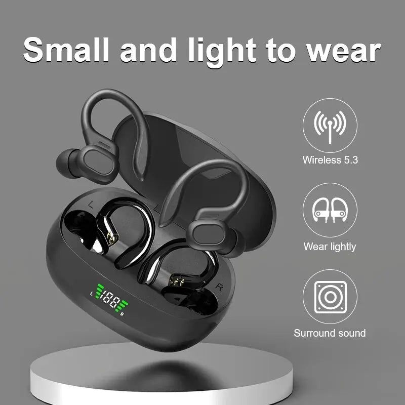 True Wireless Earbuds Ear Hook Sport HiFi Stereo Waterproof Headset w/Mic