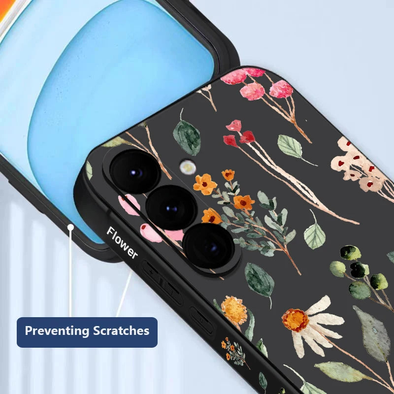 Luxury Flower Print Silicone Case with Lanyard for Samsung Galaxy Cover
